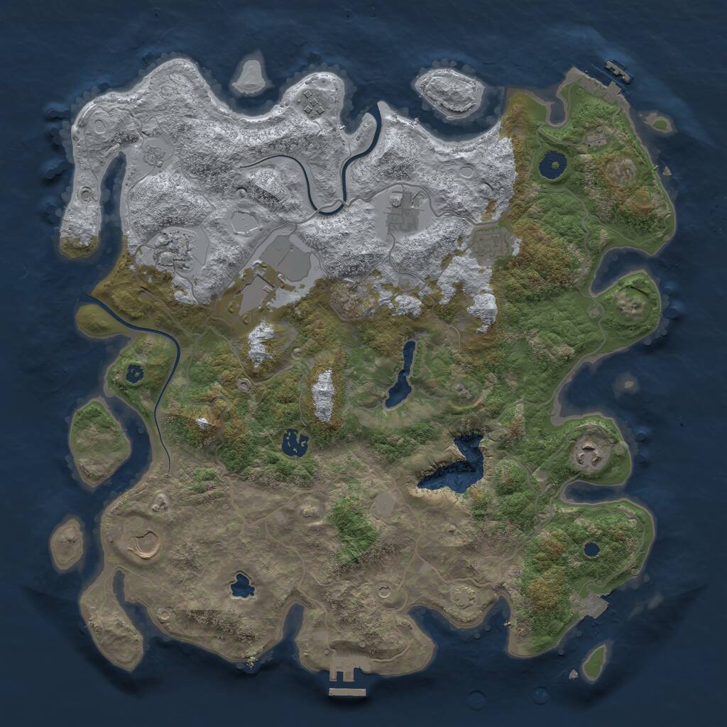Rust Map: Procedural Map, Size: 4000, Seed: 70260, 14 Monuments