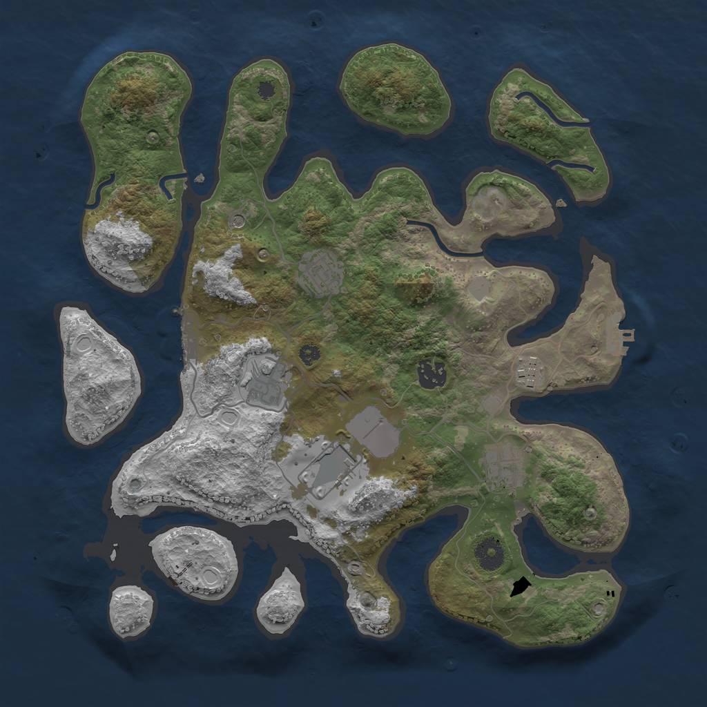 Rust Map: Procedural Map, Size: 3500, Seed: 1101990025, 14 Monuments