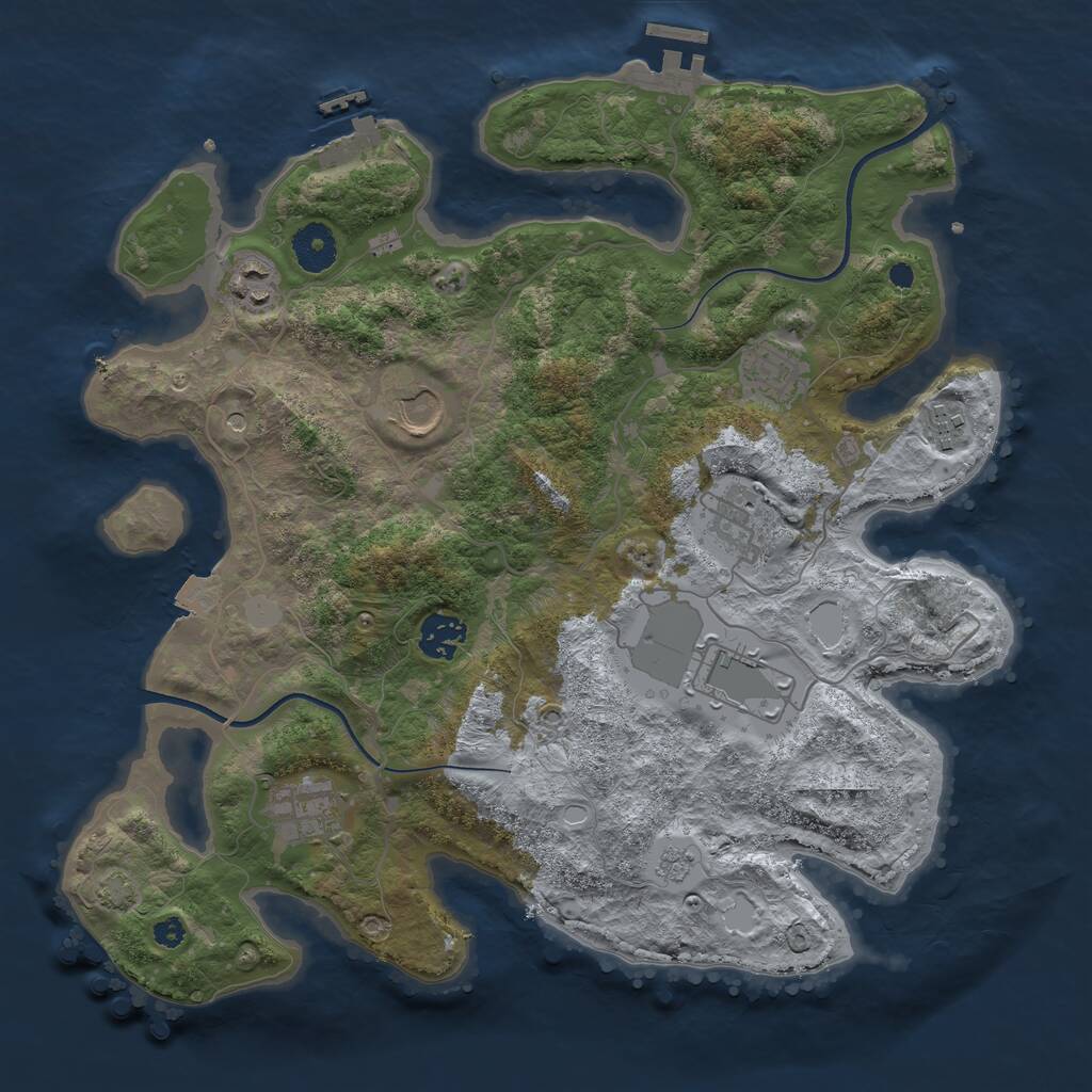 Rust Map: Procedural Map, Size: 3550, Seed: 829649, 14 Monuments