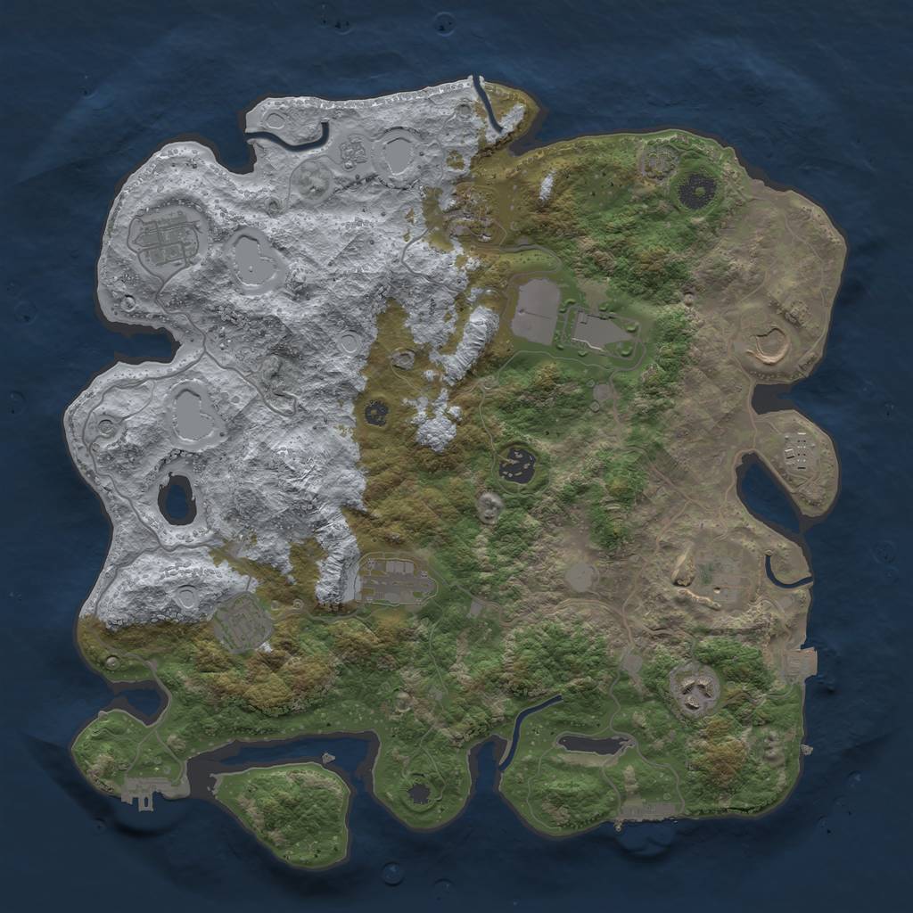 Rust Map: Procedural Map, Size: 3800, Seed: 927707258, 18 Monuments