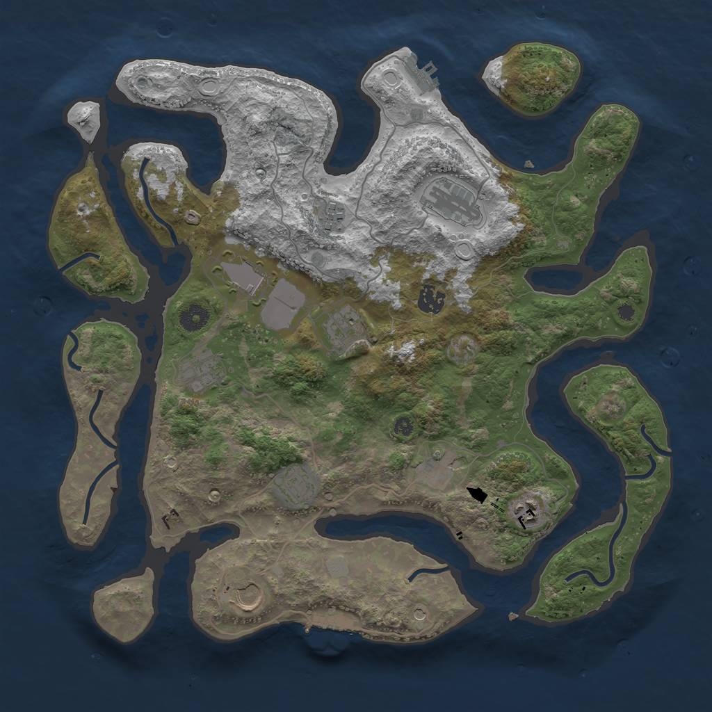 Rust Map: Procedural Map, Size: 3850, Seed: 1133, 18 Monuments