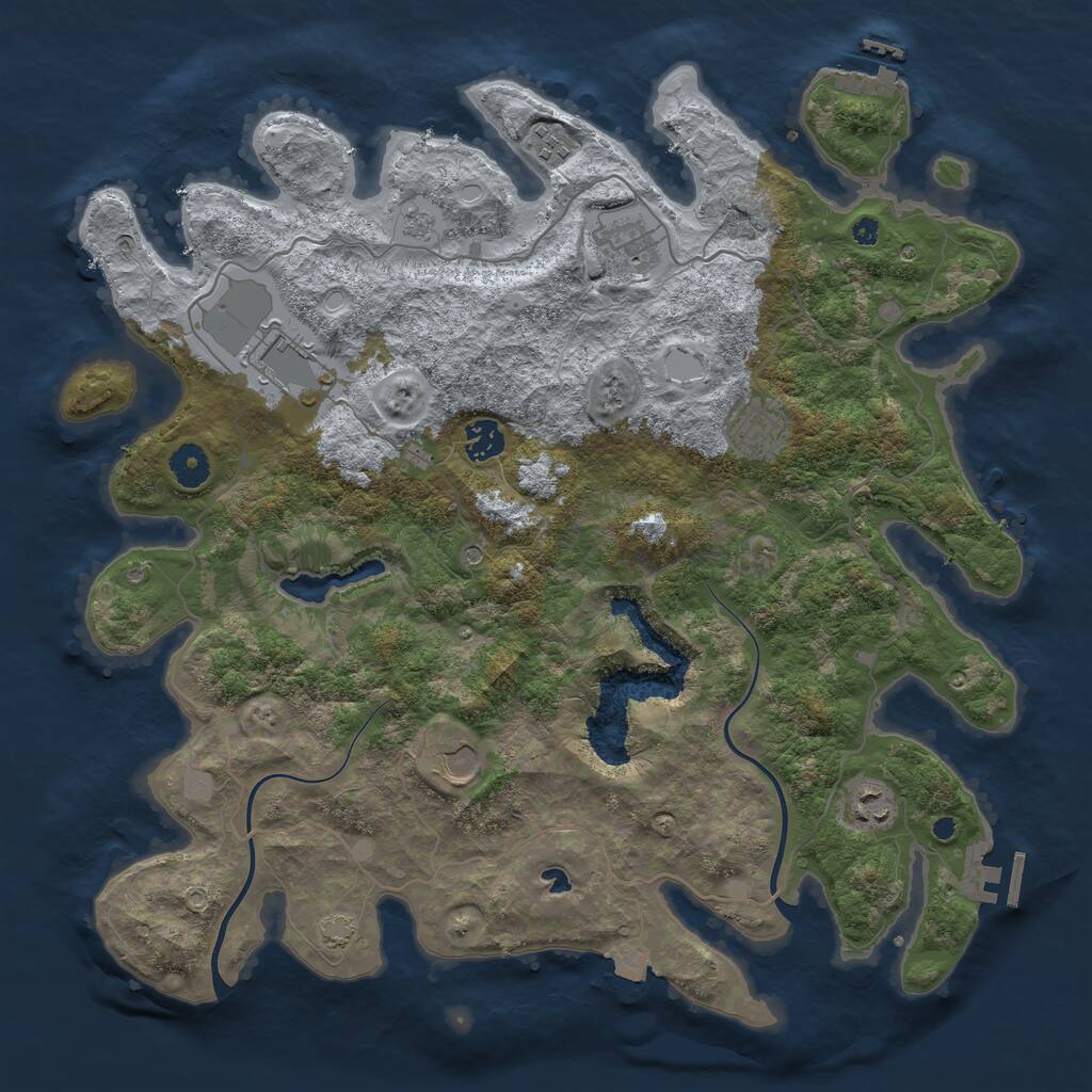 Rust Map: Procedural Map, Size: 4000, Seed: 166841, 13 Monuments