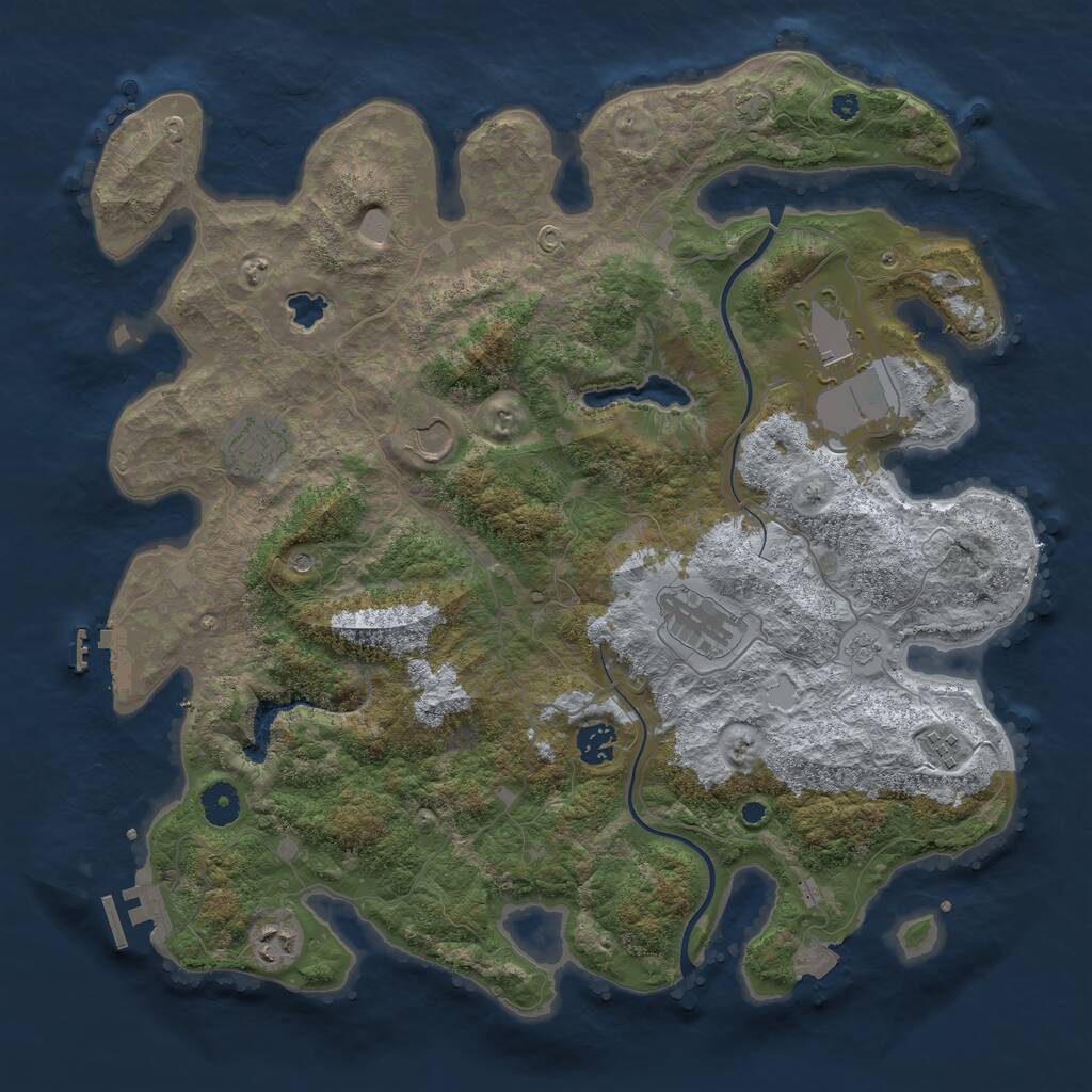 Rust Map: Procedural Map, Size: 4000, Seed: 841563, 13 Monuments