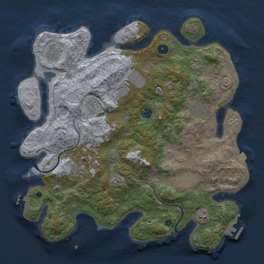 Rust Map: Procedural Map, Size: 3900, Seed: 8, 16 Monuments