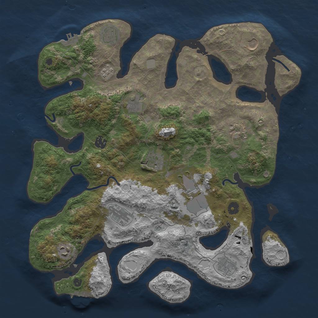 Rust Map: Procedural Map, Size: 3950, Seed: 2027683264, 19 Monuments