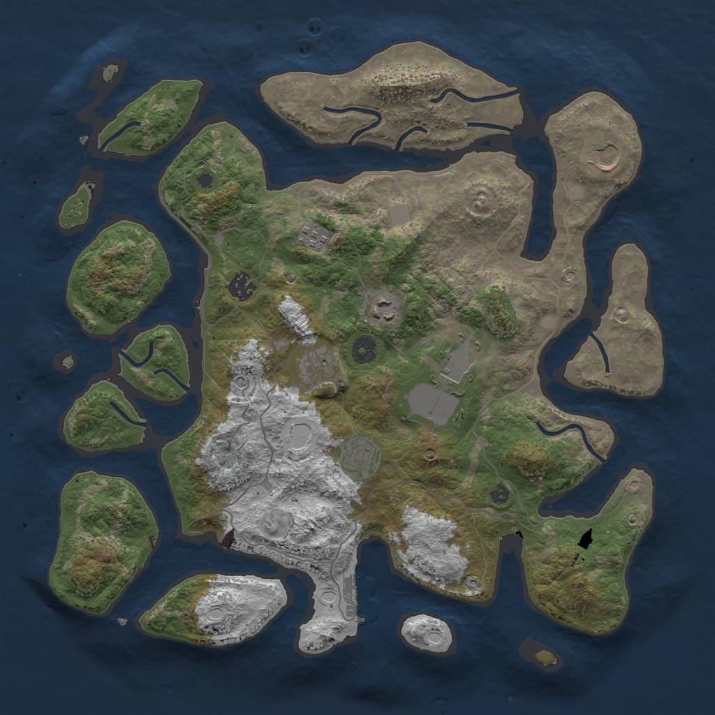 Rust Map: Procedural Map, Size: 4000, Seed: 738005, 14 Monuments