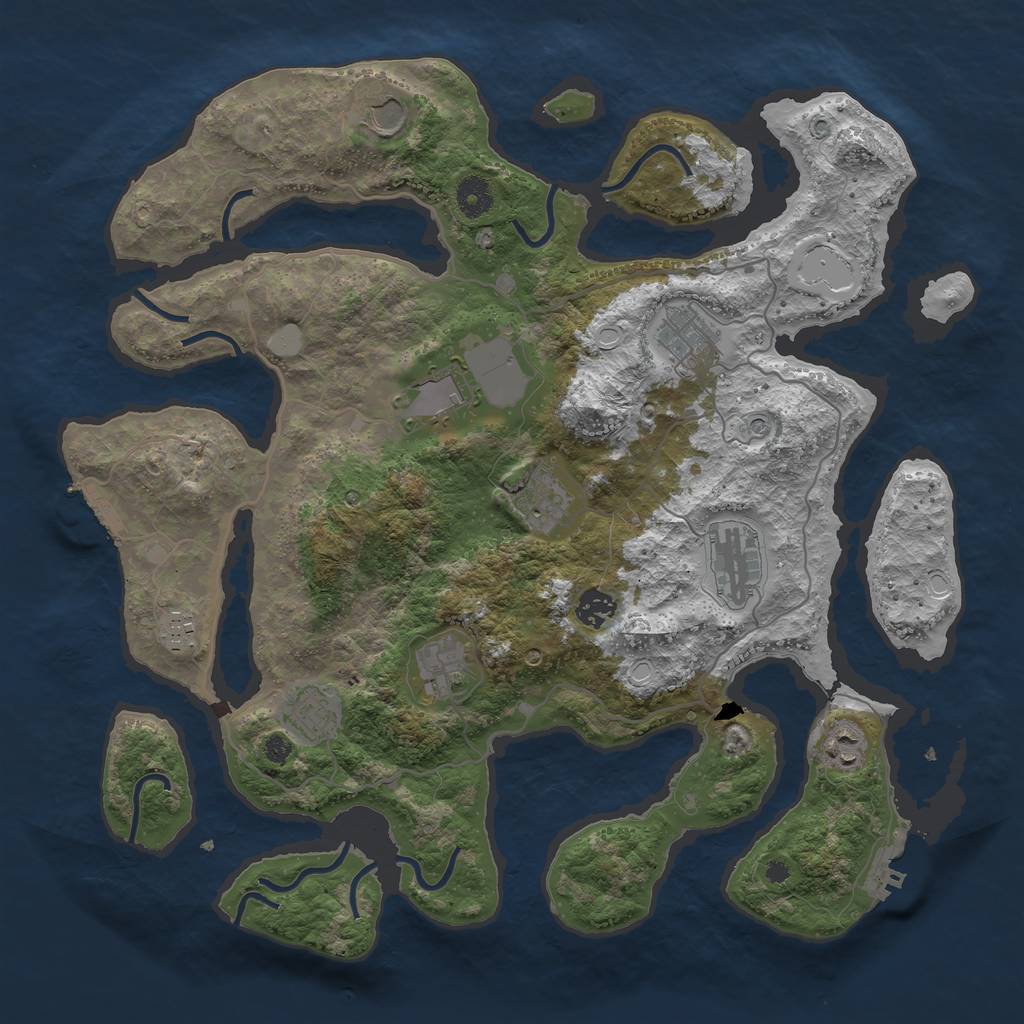 Rust Map: Procedural Map, Size: 4000, Seed: 1876325982, 18 Monuments
