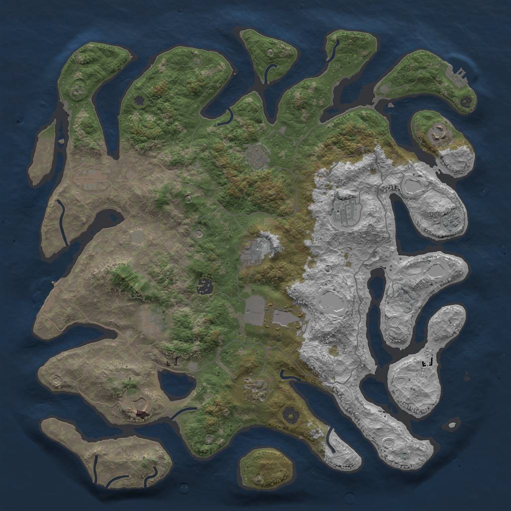 Rust Map: Procedural Map, Size: 4500, Seed: 1073, 19 Monuments