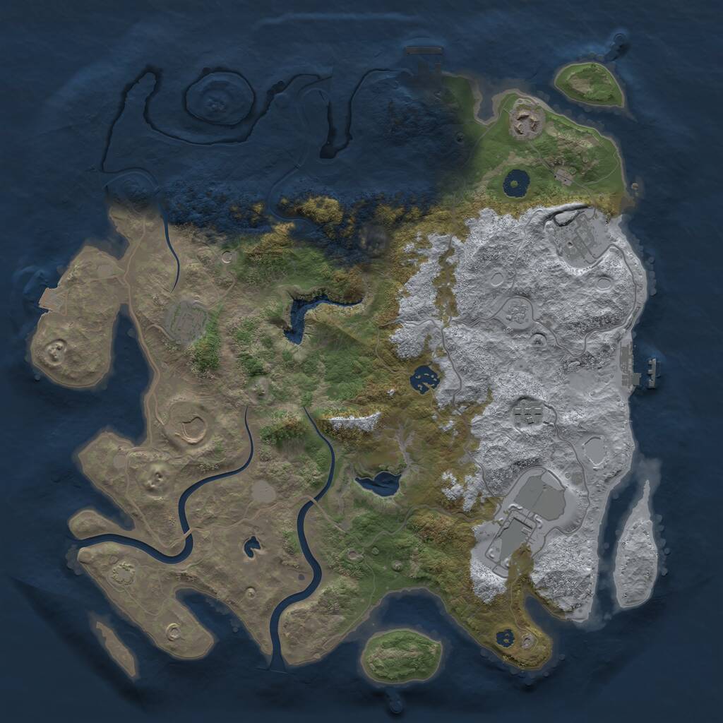Rust Map: Procedural Map, Size: 4000, Seed: 230893, 13 Monuments