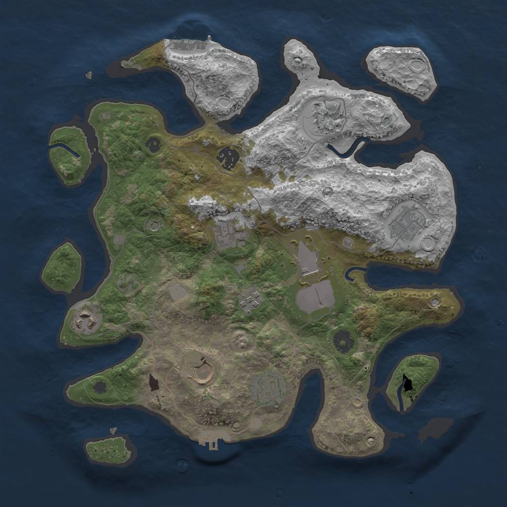 Rust Map: Procedural Map, Size: 3500, Seed: 578804866, 17 Monuments