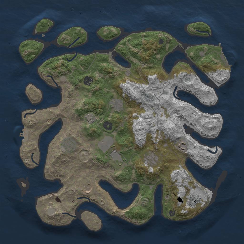 Rust Map: Procedural Map, Size: 4000, Seed: 133451, 17 Monuments