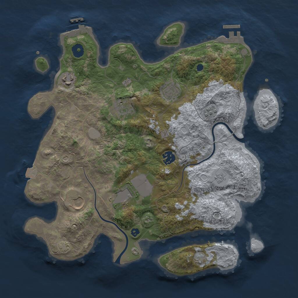 Rust Map: Procedural Map, Size: 3500, Seed: 307243018, 13 Monuments