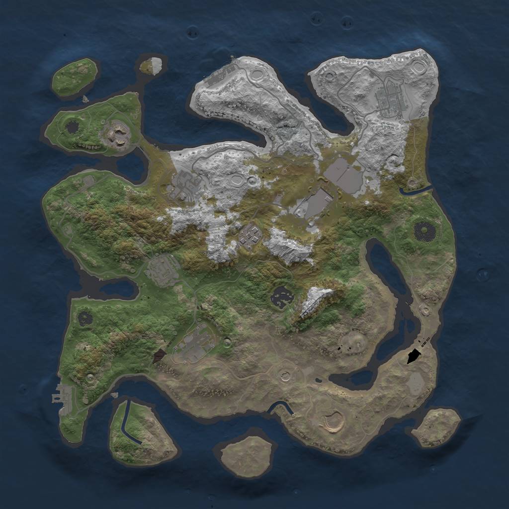 Rust Map: Procedural Map, Size: 3550, Seed: 489461, 17 Monuments