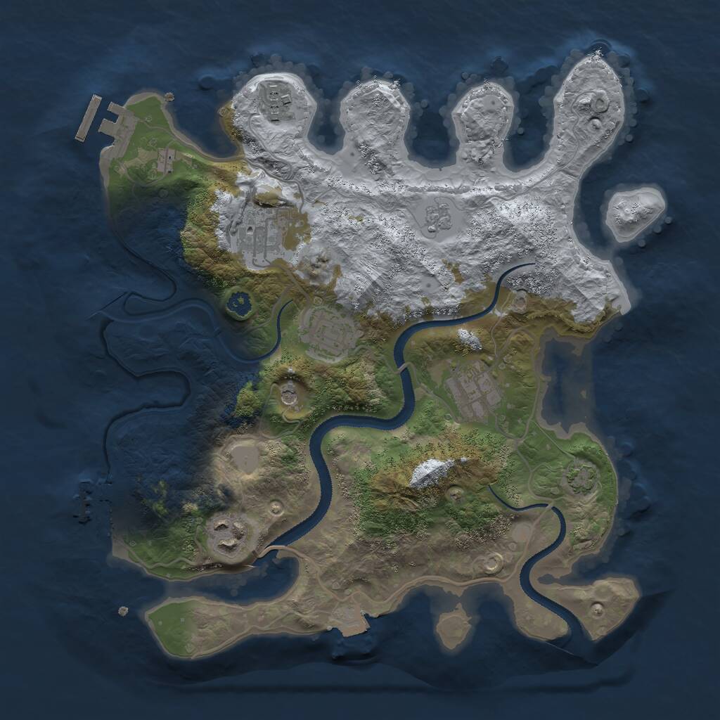 Rust Map: Procedural Map, Size: 3000, Seed: 27647382, 11 Monuments
