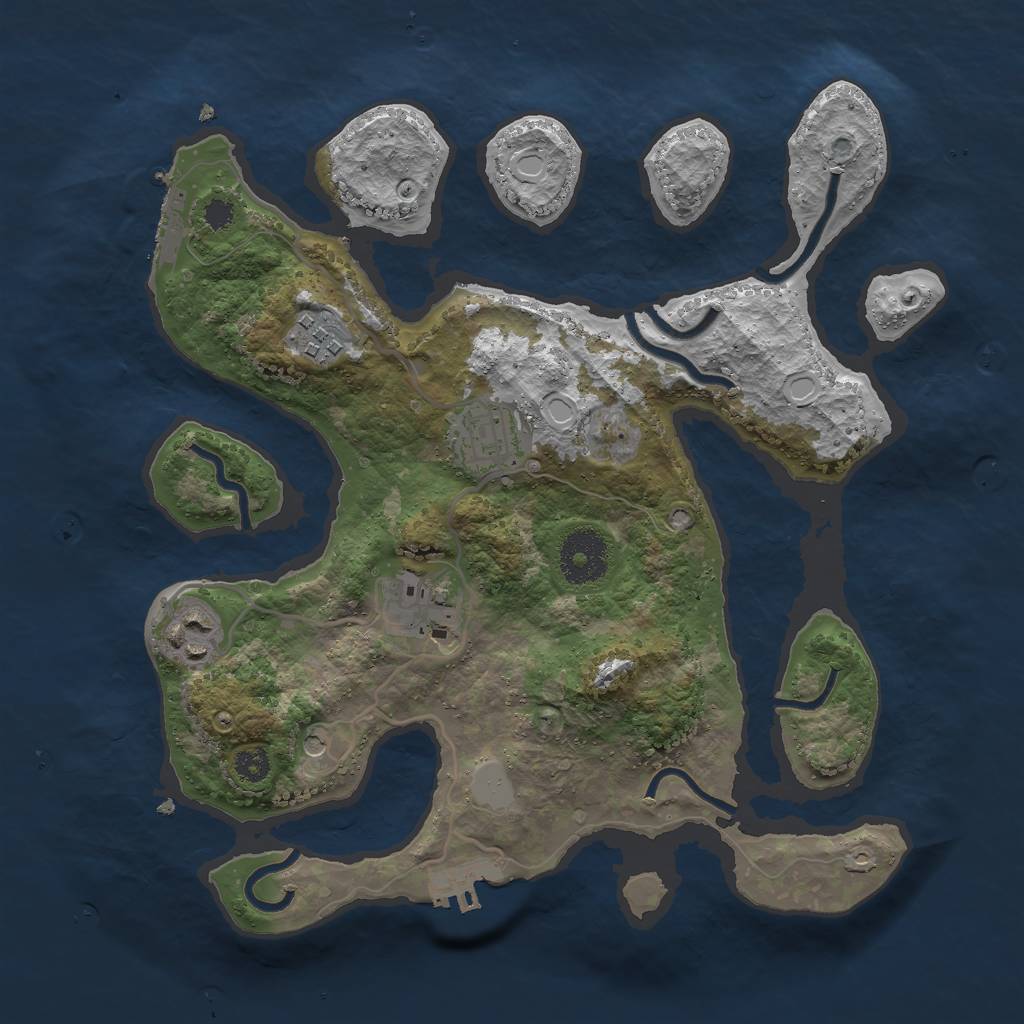 Rust Map: Procedural Map, Size: 3000, Seed: 27647382, 12 Monuments