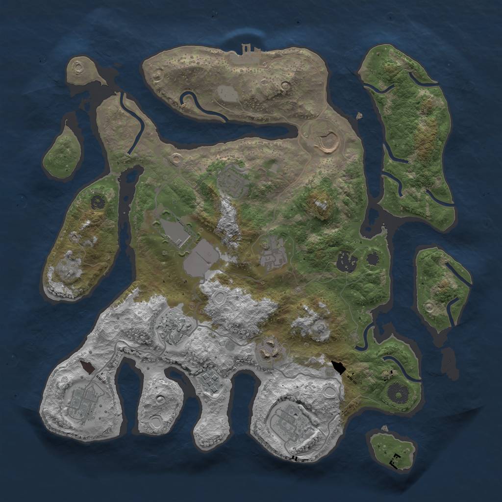 Rust Map: Procedural Map, Size: 3550, Seed: 406890, 16 Monuments