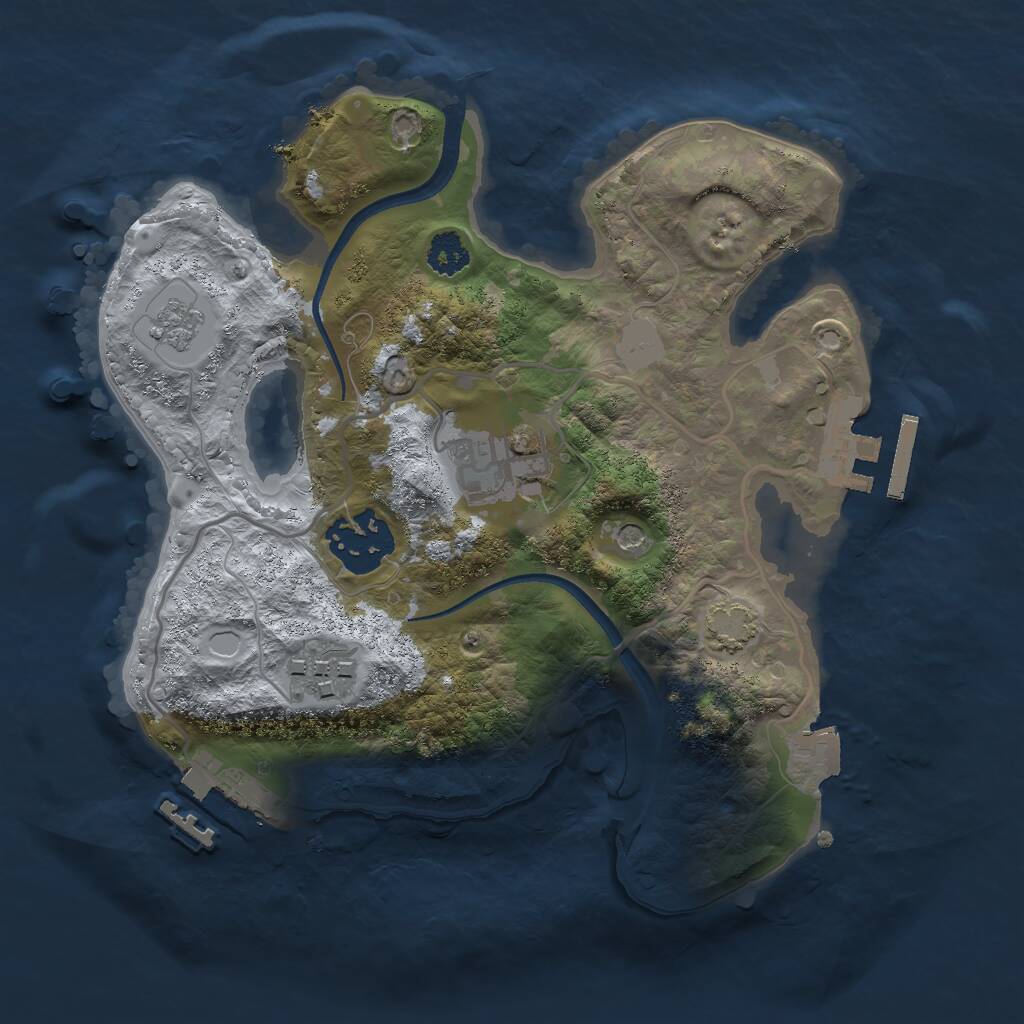 Rust Map: Procedural Map, Size: 2450, Seed: 2487, 9 Monuments