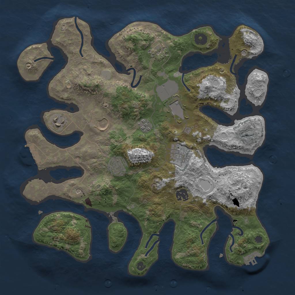 Rust Map: Procedural Map, Size: 3550, Seed: 95223, 16 Monuments