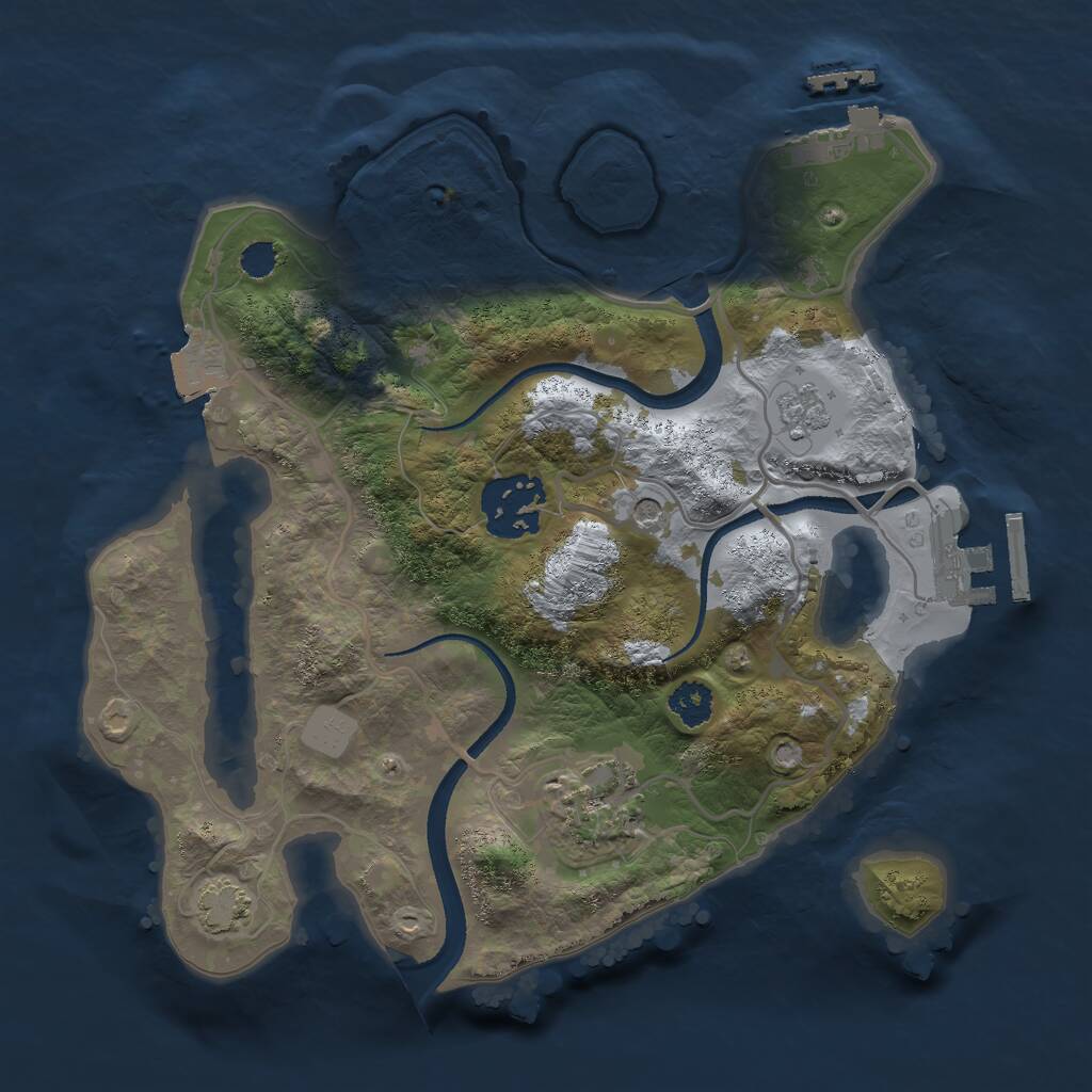 Rust Map: Procedural Map, Size: 2500, Seed: 9648545, 8 Monuments