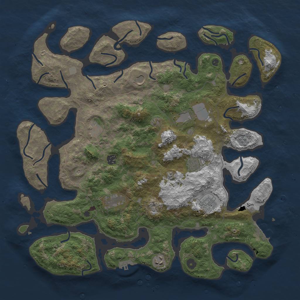 Rust Map: Procedural Map, Size: 4500, Seed: 726245567, 17 Monuments