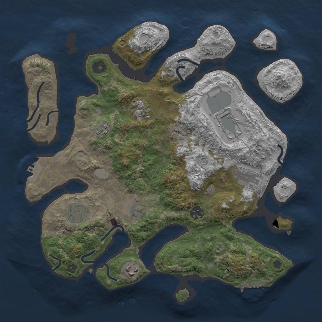Rust Map: Procedural Map, Size: 3550, Seed: 767896, 16 Monuments