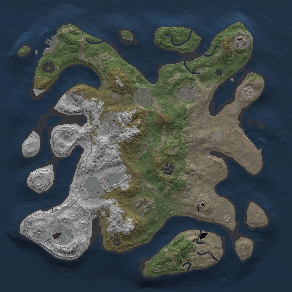 Rust Map: Procedural Map, Size: 3550, Seed: 766000, 17 Monuments
