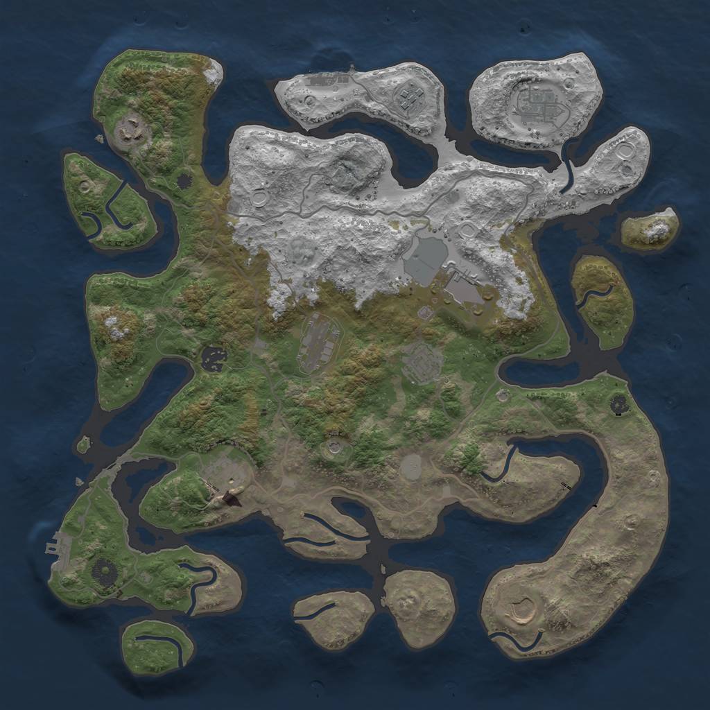 Rust Map: Procedural Map, Size: 4000, Seed: 25319, 17 Monuments