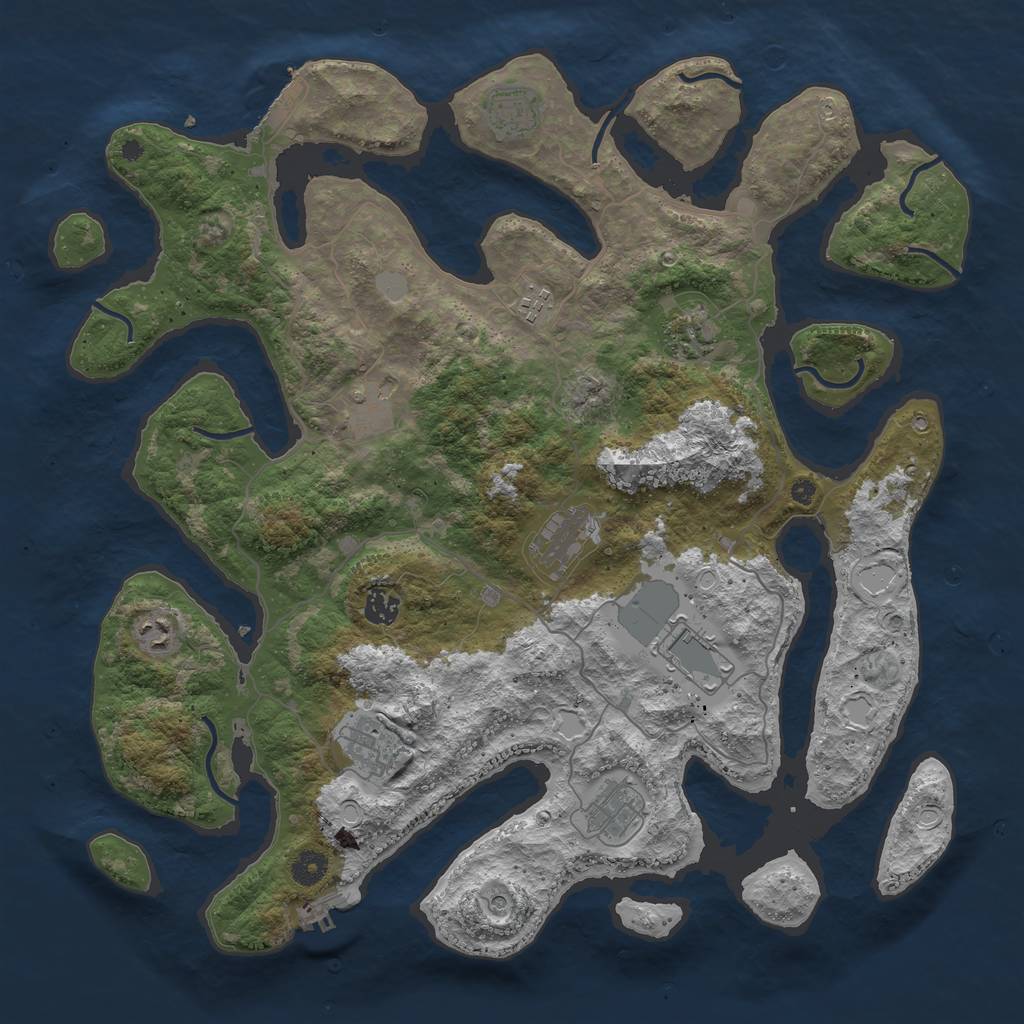 Rust Map: Procedural Map, Size: 4300, Seed: 715518057, 18 Monuments