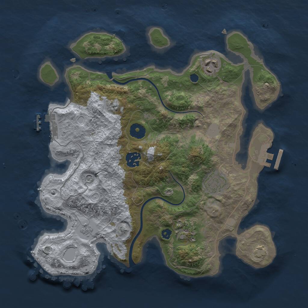 Rust Map: Procedural Map, Size: 3000, Seed: 37128653, 10 Monuments