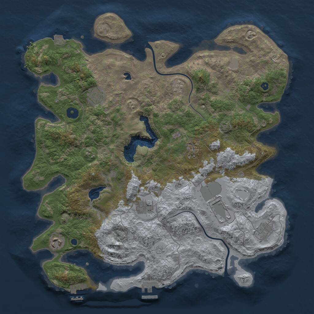 Rust Map: Procedural Map, Size: 4000, Seed: 821327, 13 Monuments