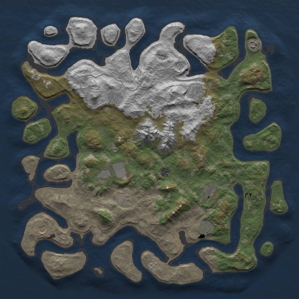 Rust Map: Barren, Size: 5000, Seed: 224524242, 13 Monuments