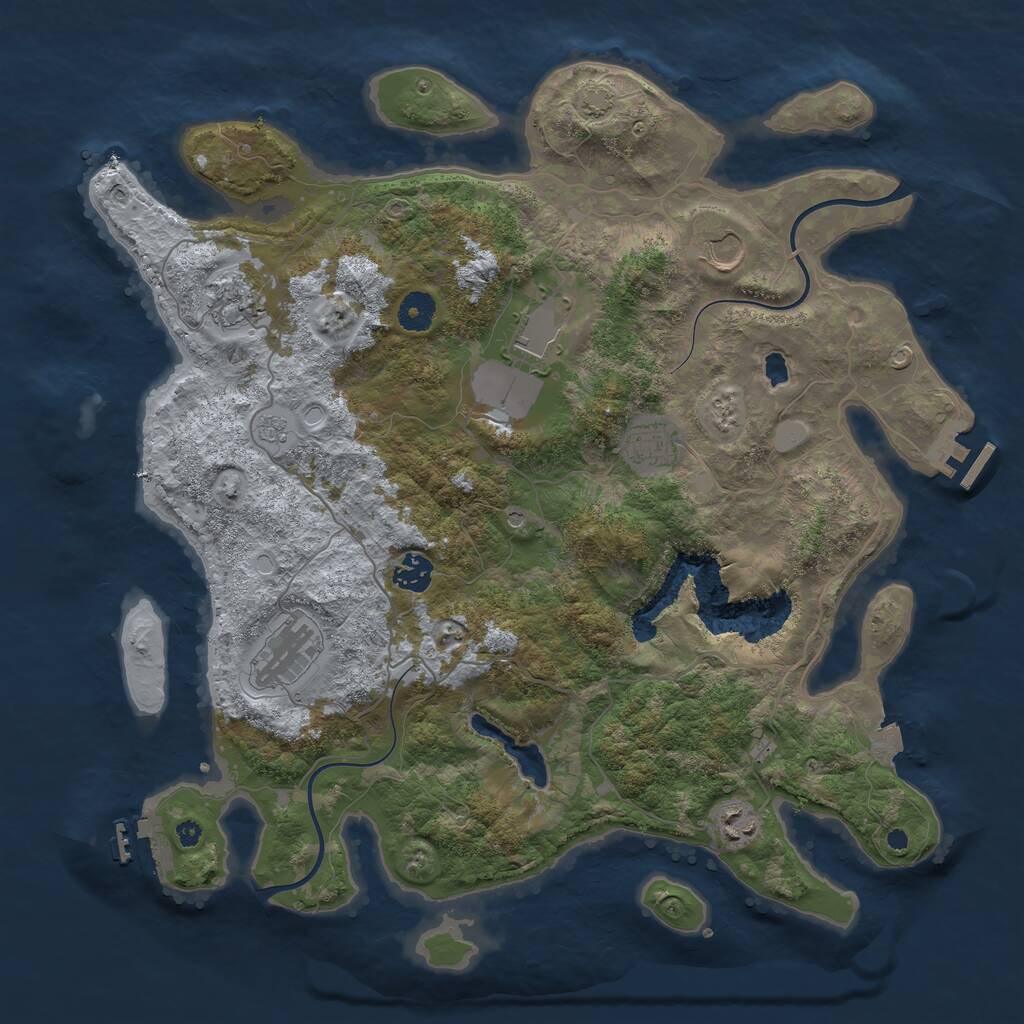 Rust Map: Procedural Map, Size: 4000, Seed: 2837, 13 Monuments