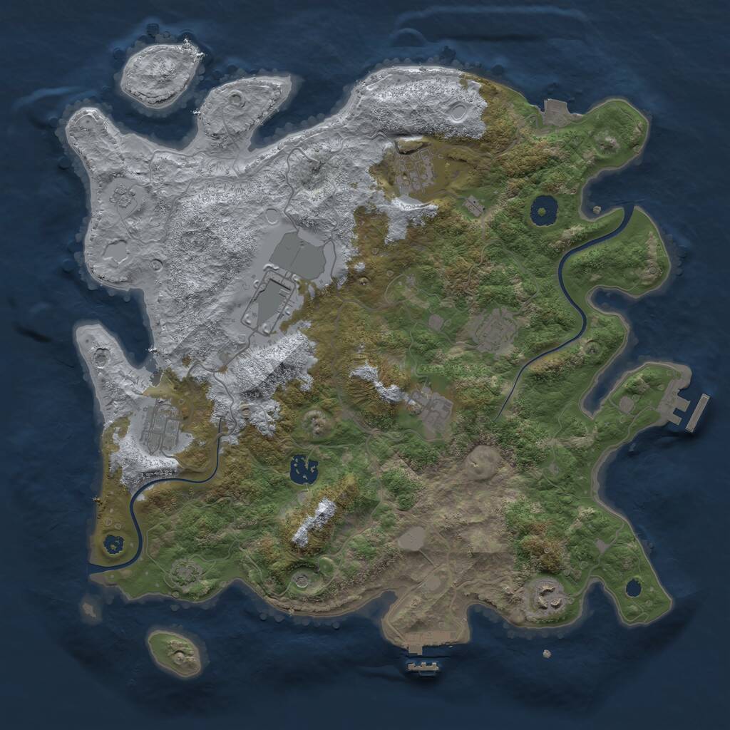 Rust Map: Procedural Map, Size: 3700, Seed: 51892, 13 Monuments
