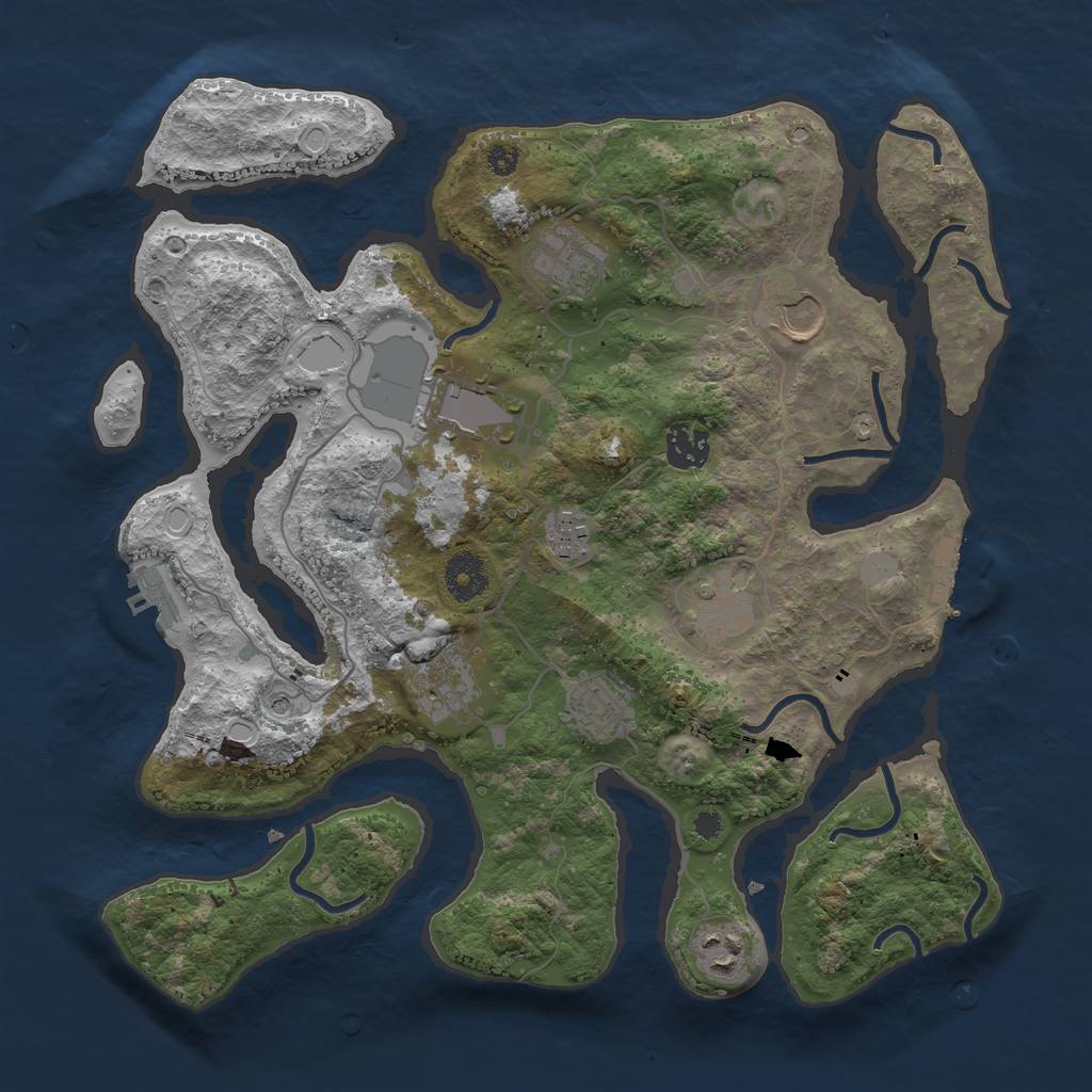 Rust Map: Procedural Map, Size: 3550, Seed: 684444, 17 Monuments