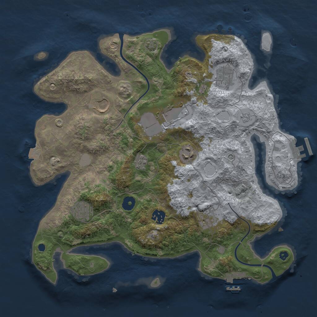 Rust Map: Procedural Map, Size: 3500, Seed: 264, 14 Monuments