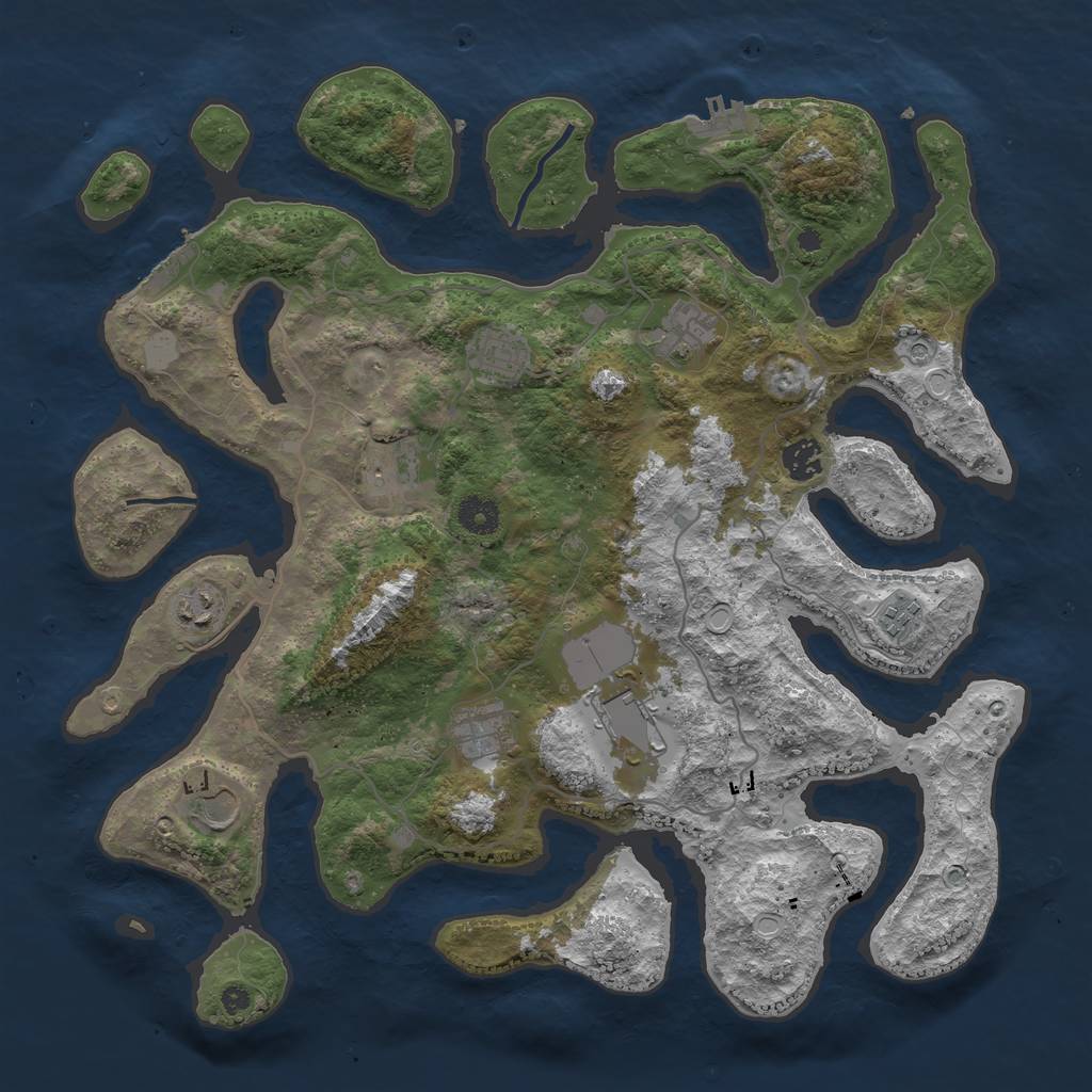 Rust Map: Procedural Map, Size: 4000, Seed: 251282, 17 Monuments