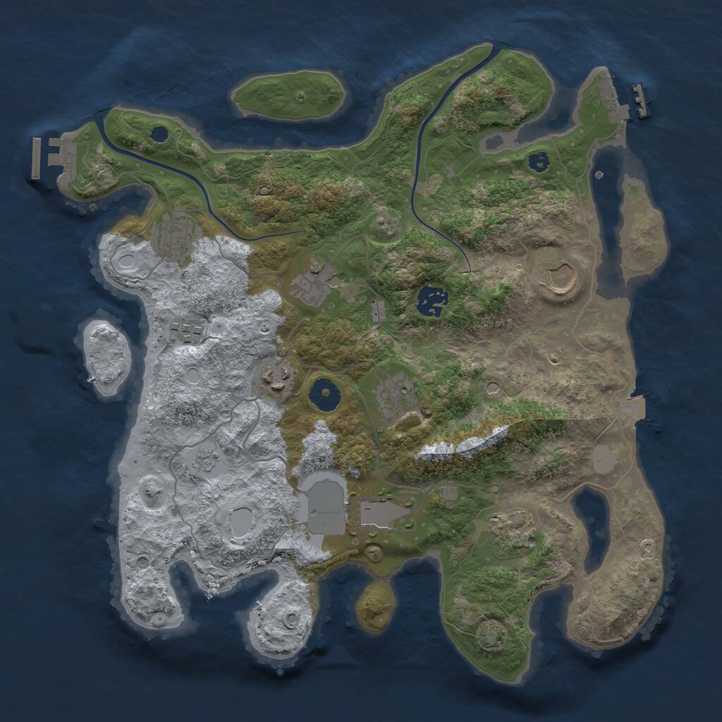 Rust Map: Procedural Map, Size: 3500, Seed: 761, 15 Monuments