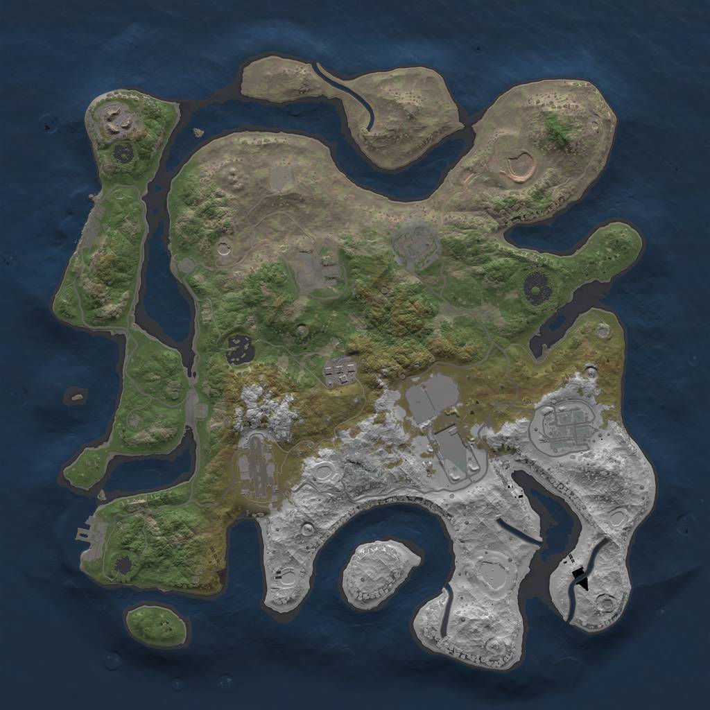 Rust Map: Procedural Map, Size: 3500, Seed: 1815447126, 17 Monuments