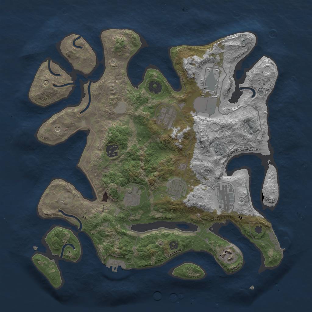 Rust Map: Procedural Map, Size: 3550, Seed: 358577, 16 Monuments