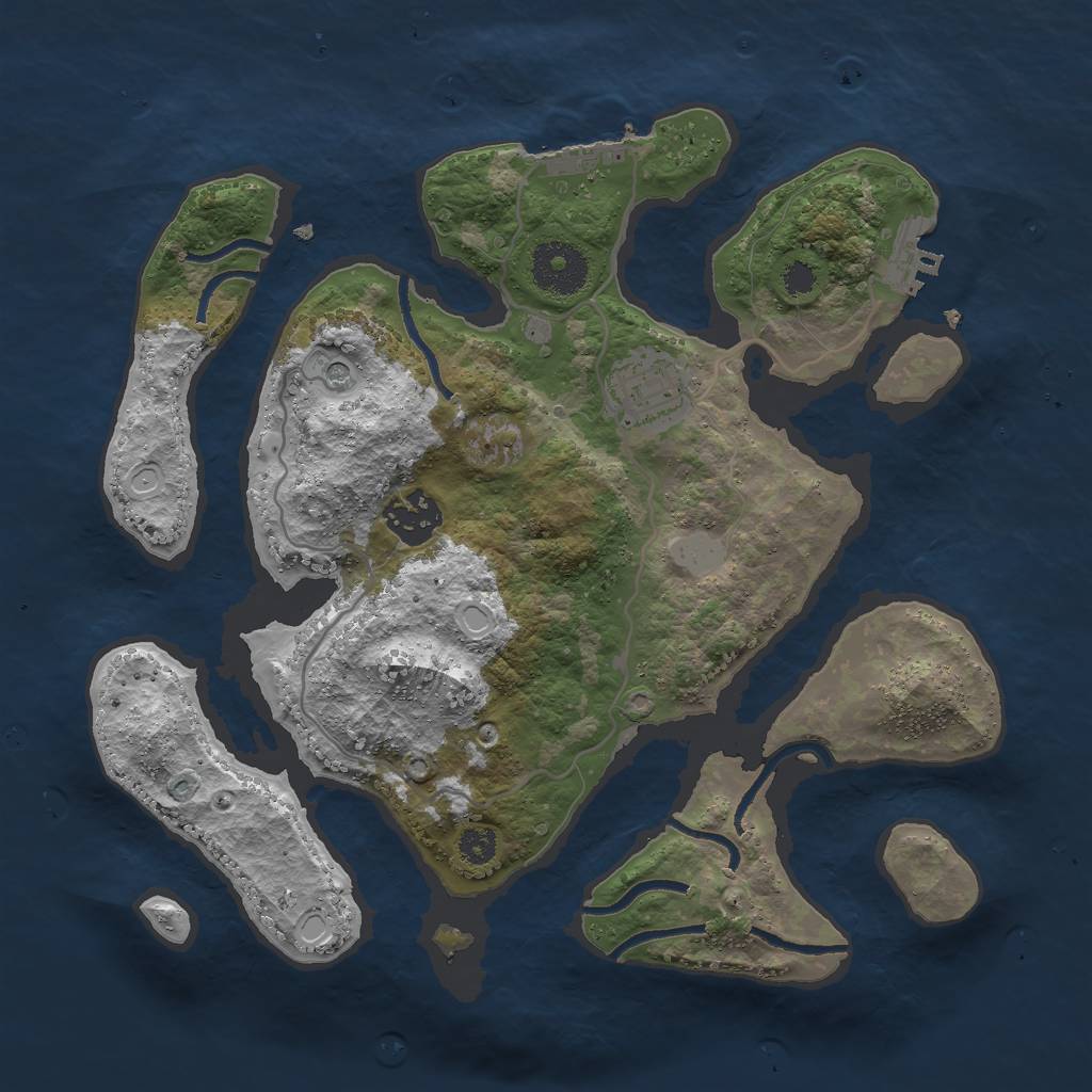 Rust Map: Procedural Map, Size: 3000, Seed: 122309545, 10 Monuments
