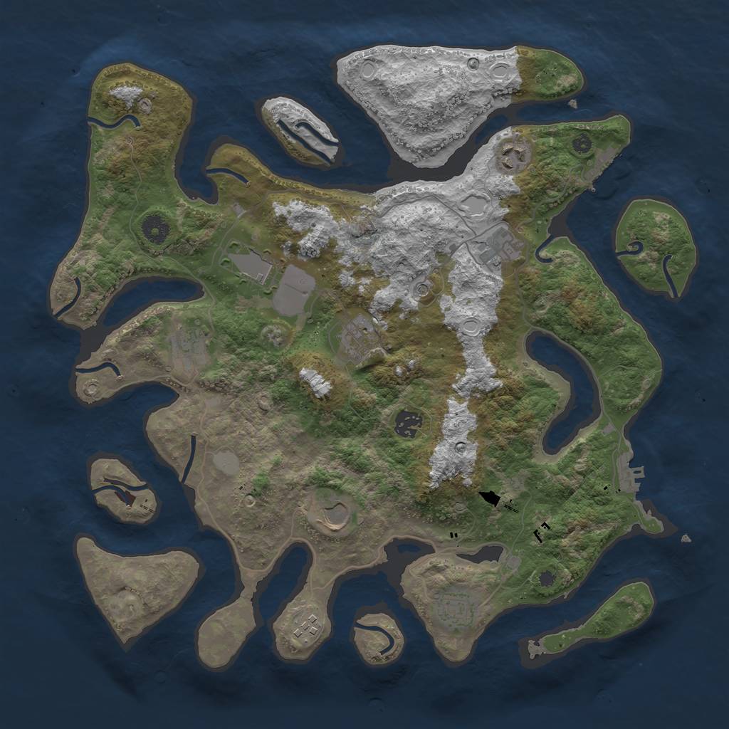 Rust Map: Procedural Map, Size: 3950, Seed: 1731893843, 17 Monuments