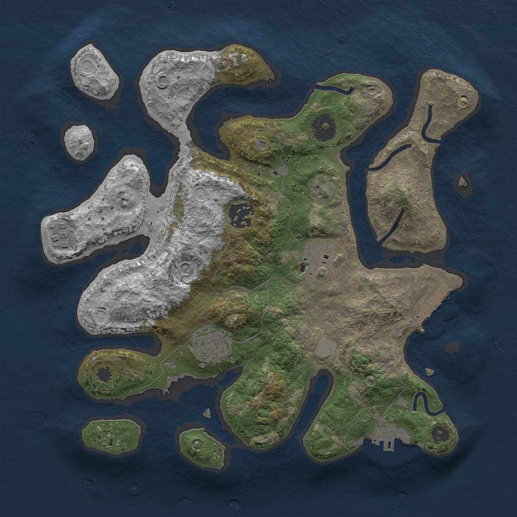 Rust Map: Procedural Map, Size: 3000, Seed: 79909001, 12 Monuments