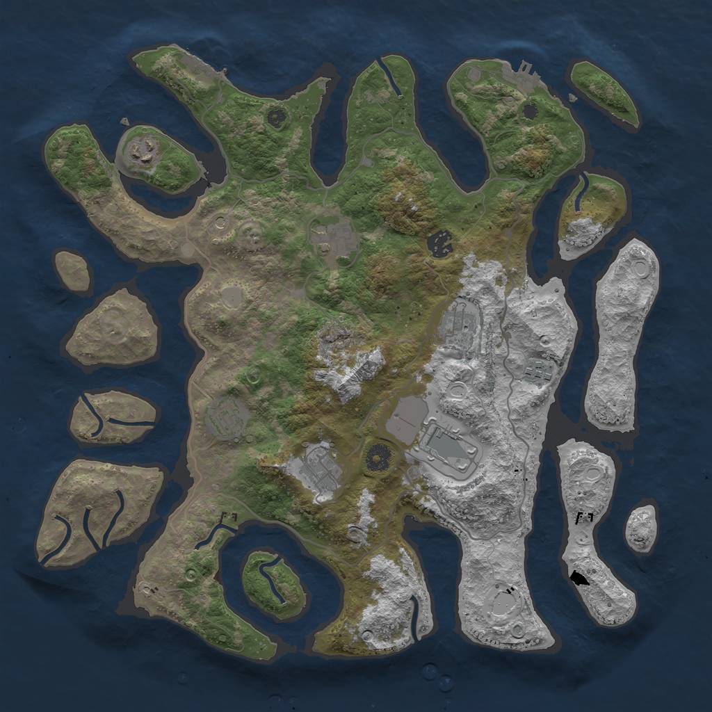 Rust Map: Procedural Map, Size: 4000, Seed: 1222981964, 16 Monuments