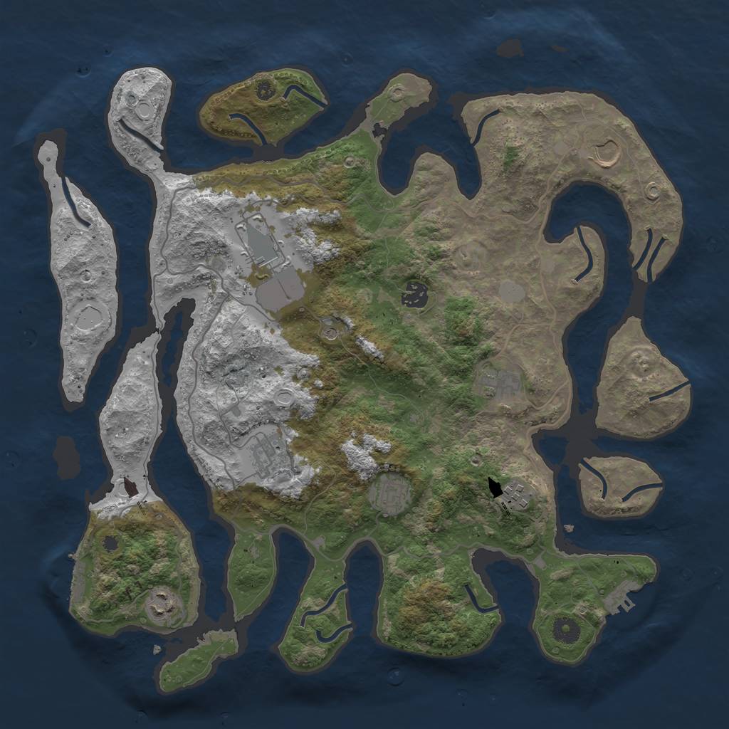 Rust Map: Procedural Map, Size: 4000, Seed: 639470, 16 Monuments