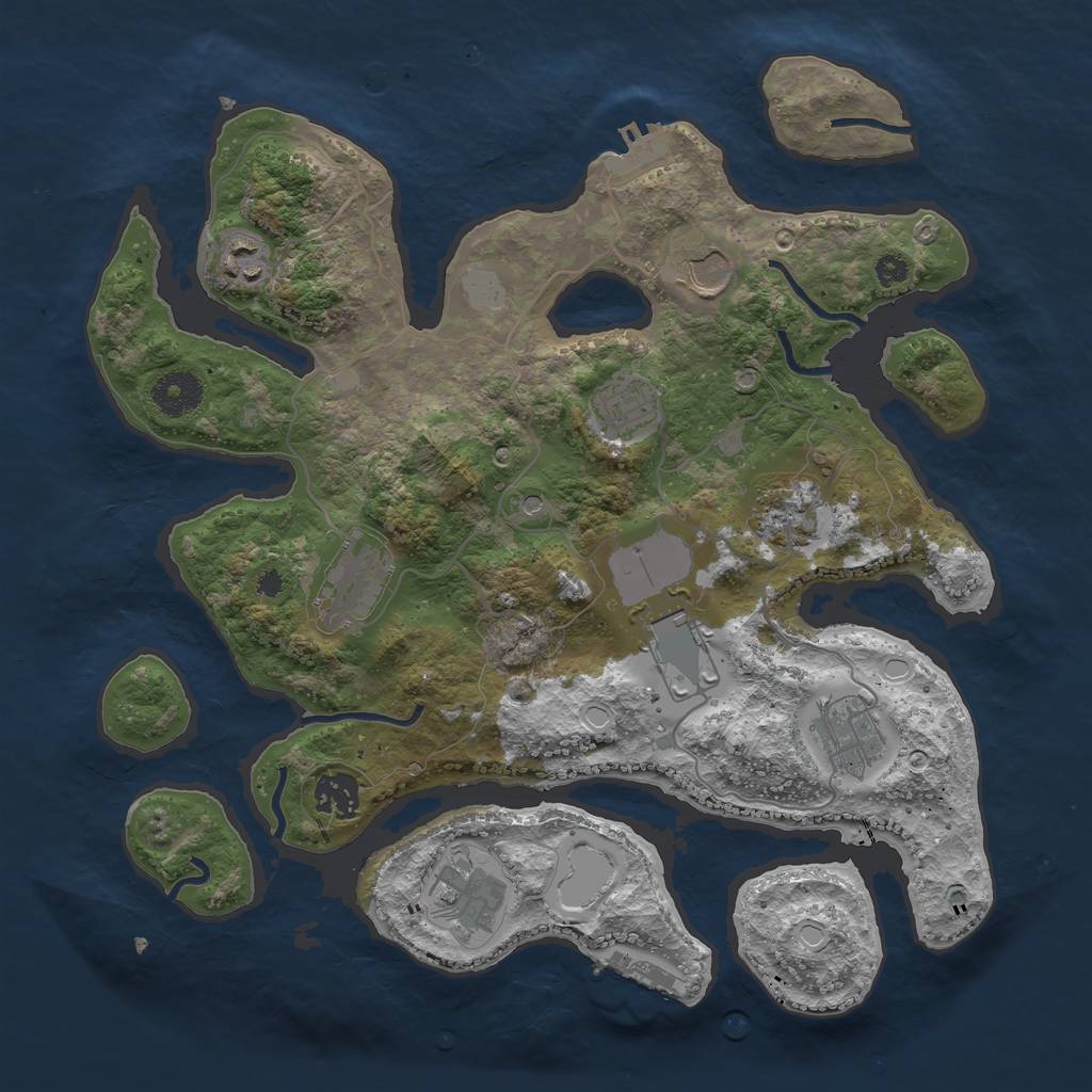 Rust Map: Procedural Map, Size: 3500, Seed: 302527806, 17 Monuments