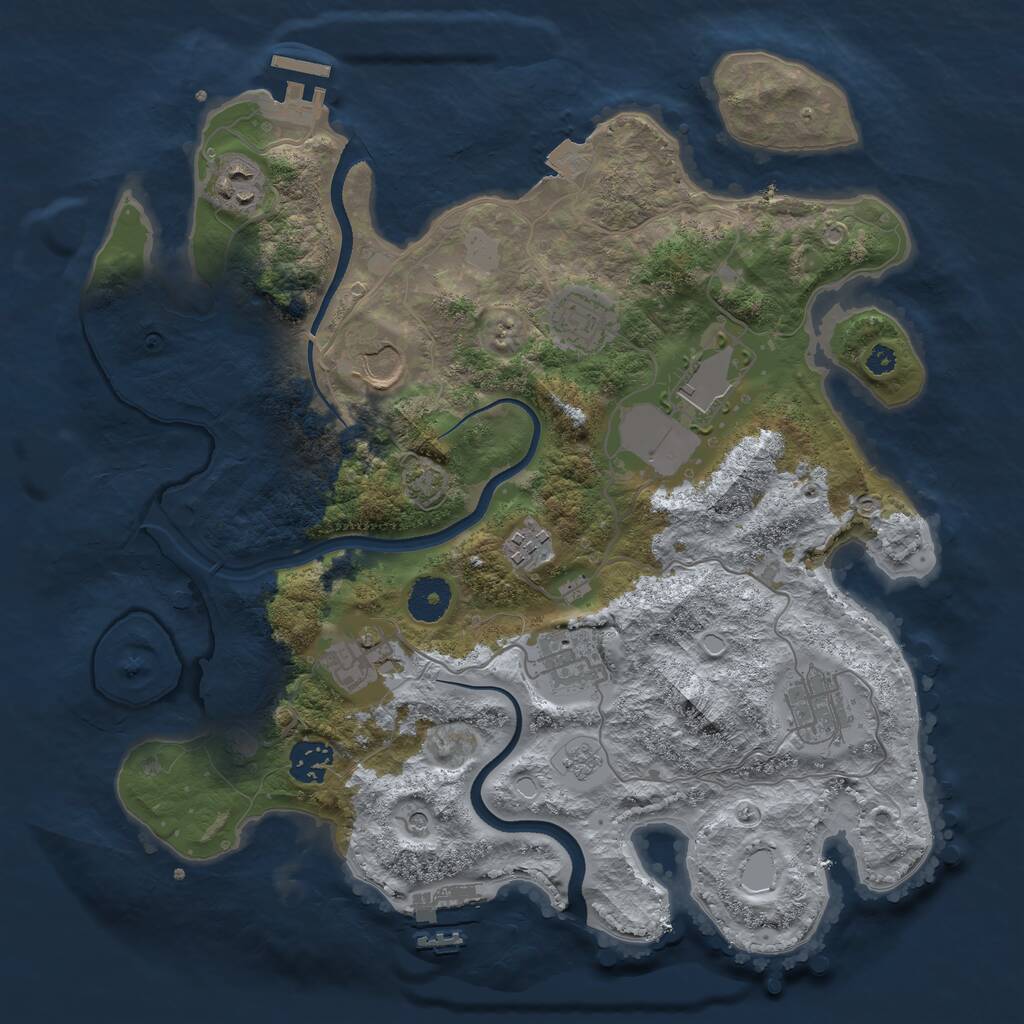 Rust Map: Procedural Map, Size: 3500, Seed: 302527806, 15 Monuments