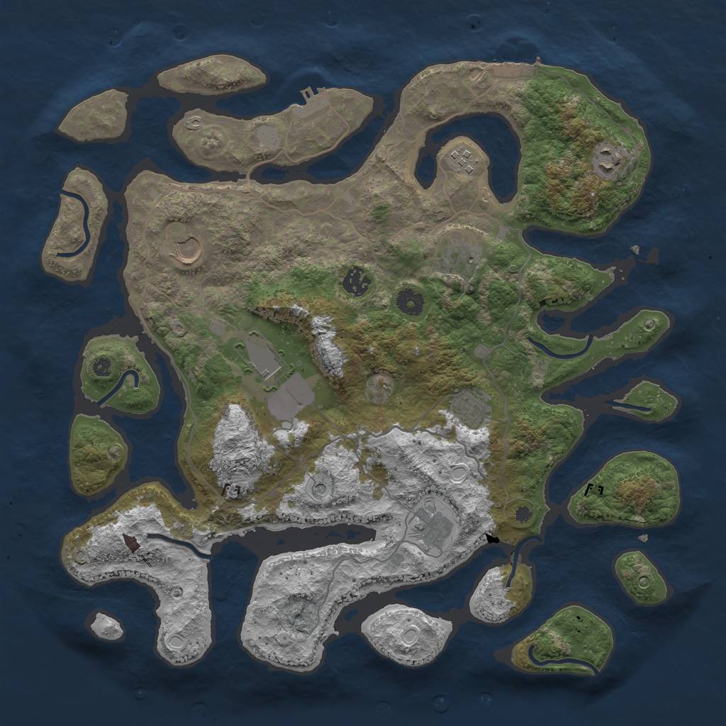 Rust Map: Procedural Map, Size: 4000, Seed: 350959, 16 Monuments