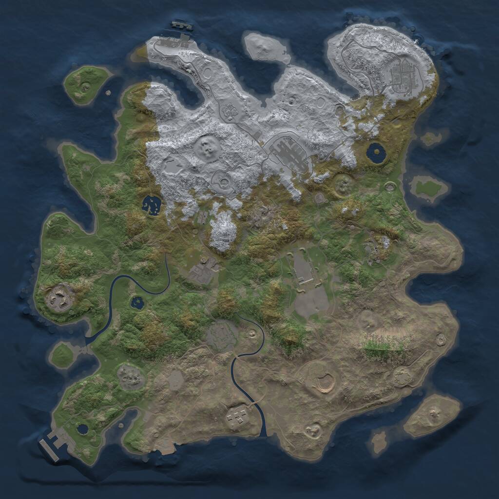 Rust Map: Procedural Map, Size: 3850, Seed: 1602772252, 16 Monuments