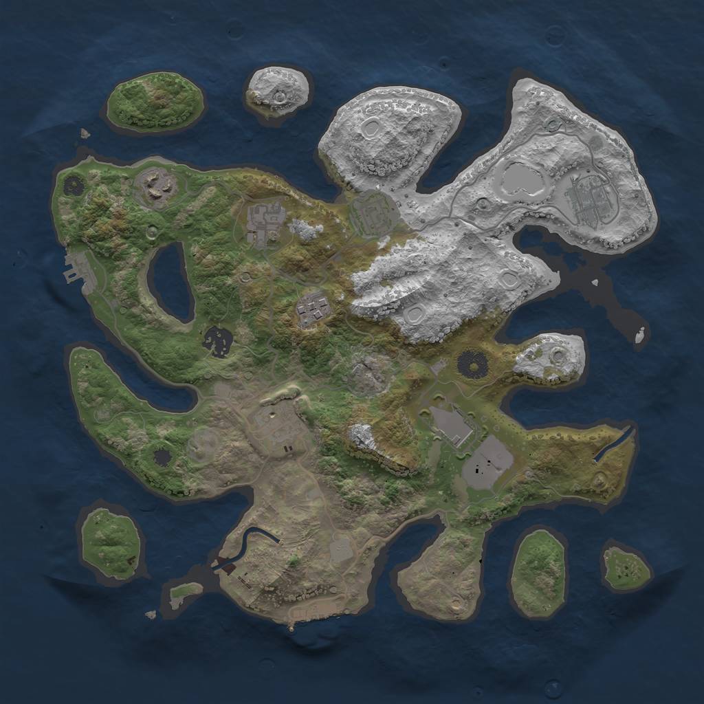Rust Map: Procedural Map, Size: 3500, Seed: 1257301287, 15 Monuments