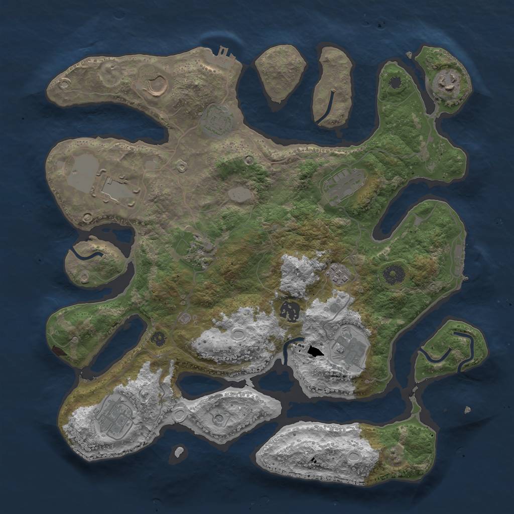 Rust Map: Procedural Map, Size: 3700, Seed: 1980325609, 18 Monuments